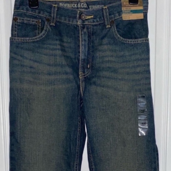 Roebuck & Co. Boys Denim Blue Jeans 12 Husky Straight Leg, Adjustable Waist - Picture 5 of 6
